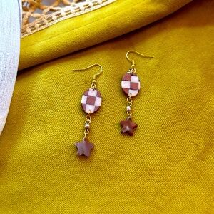 Checkerboard & Stars Skater Celestial Earrings